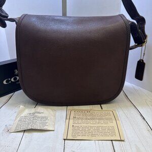 Vintage Coach 1980s NYC Mahogany Classic Pouch Shoulder Bag Purse 9.5x9x4” VGUC*